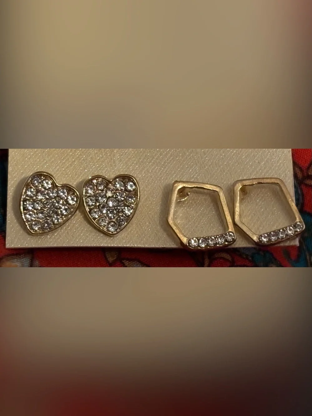 Gold-Tone Earring Set of 6 Pairs with Turquoise Druzy and Crystal Accents